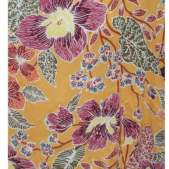 Christian Siriano Yellow Floral Tropical Blouse Summer Womens Large Hi-Low - Picture 3 of 4